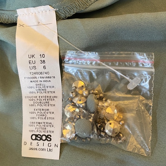 ASOS NWOT Soft Midi Button Front Dress with Trailing Embellishments Size 6 - Picture 14 of 16